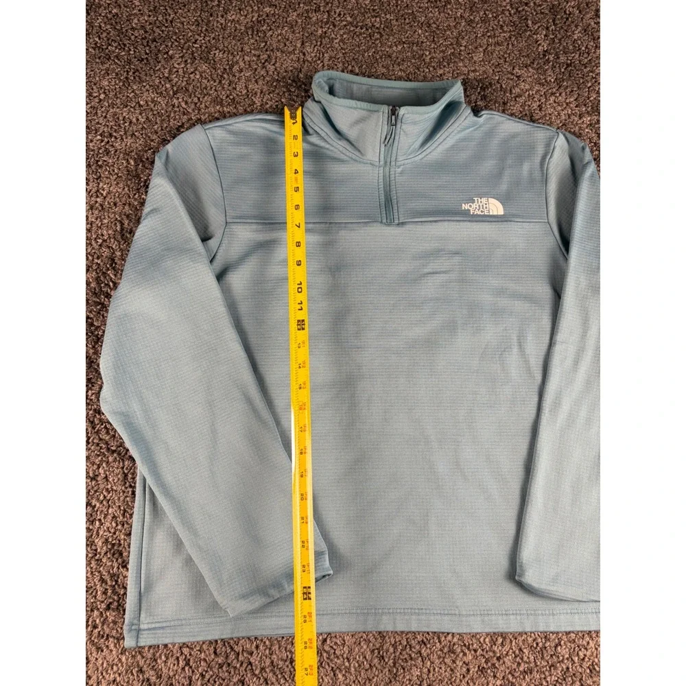 The North Face Mens XL Light Blue 1/4 zip Waffle Textured Pullover Fleece Jacket